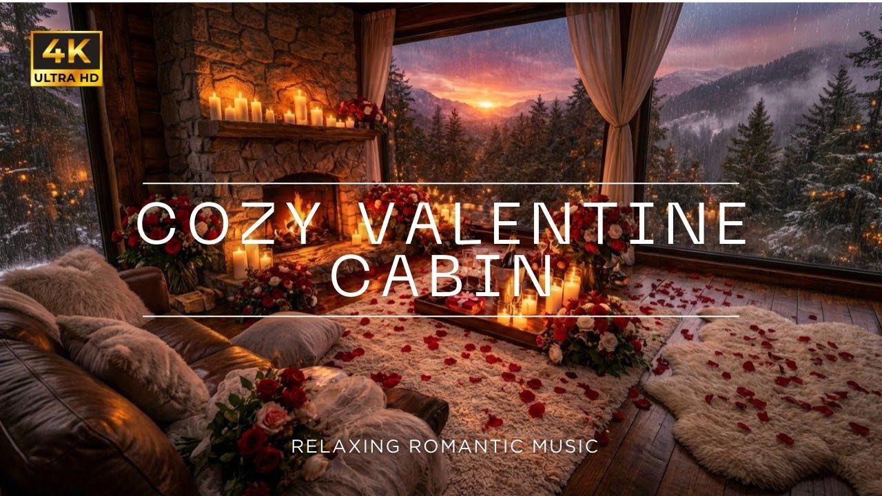 The Most Romantic Escape 🌹 Rain, Roses & Fireplace Ambience for a Perfect Valentine's Night