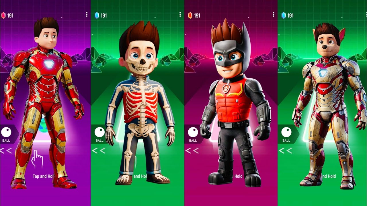 PAW Patrol' Team Ryder - Ryder 🆚 Ryder 🆚 Ryder 🆚 Ryder  🎶 Tiles Hop