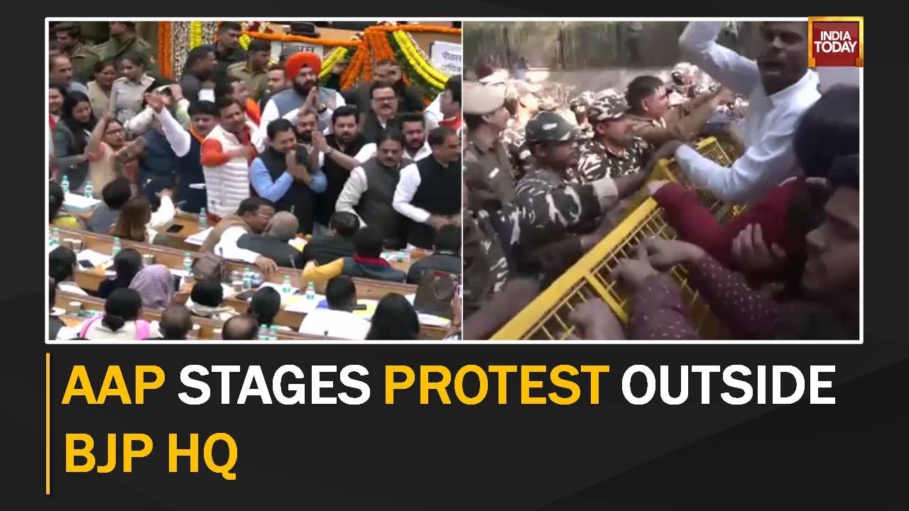 AAP Stages Protest Outside BJP HQ Over Mayor Polls Delay | Delhi Mayor Election
