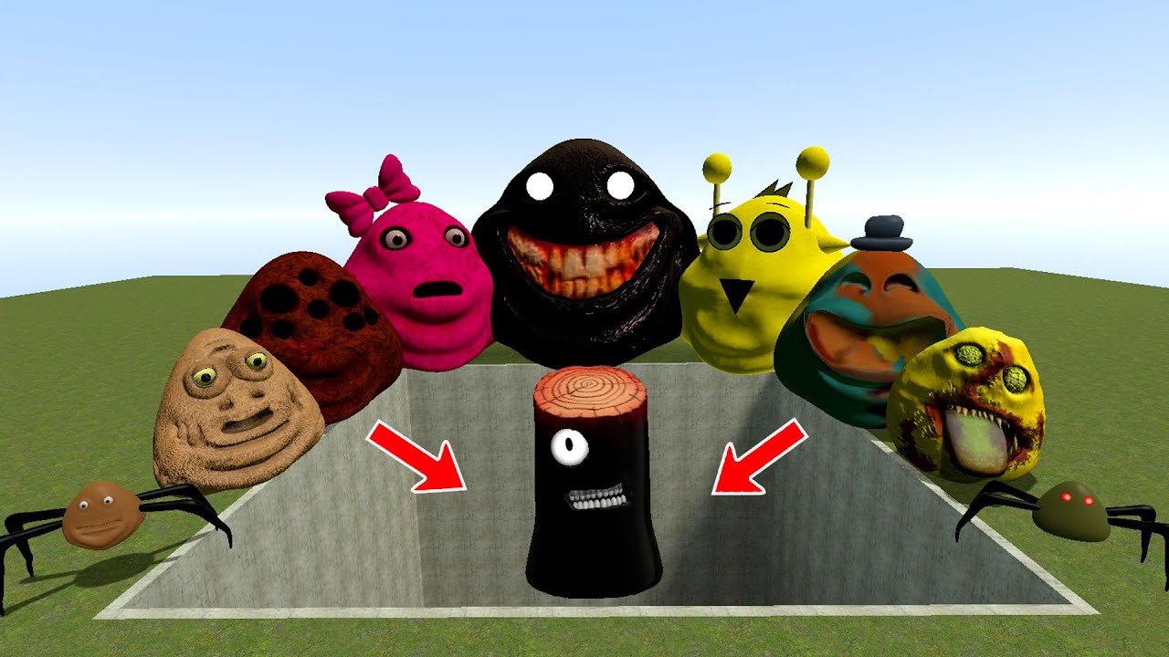 ALL NORMAL 3D POU BOU'S REVENGE Monsters VS AMETHYST Mr TREE PHASE 3 in BIG HOLE in Garry's Mod