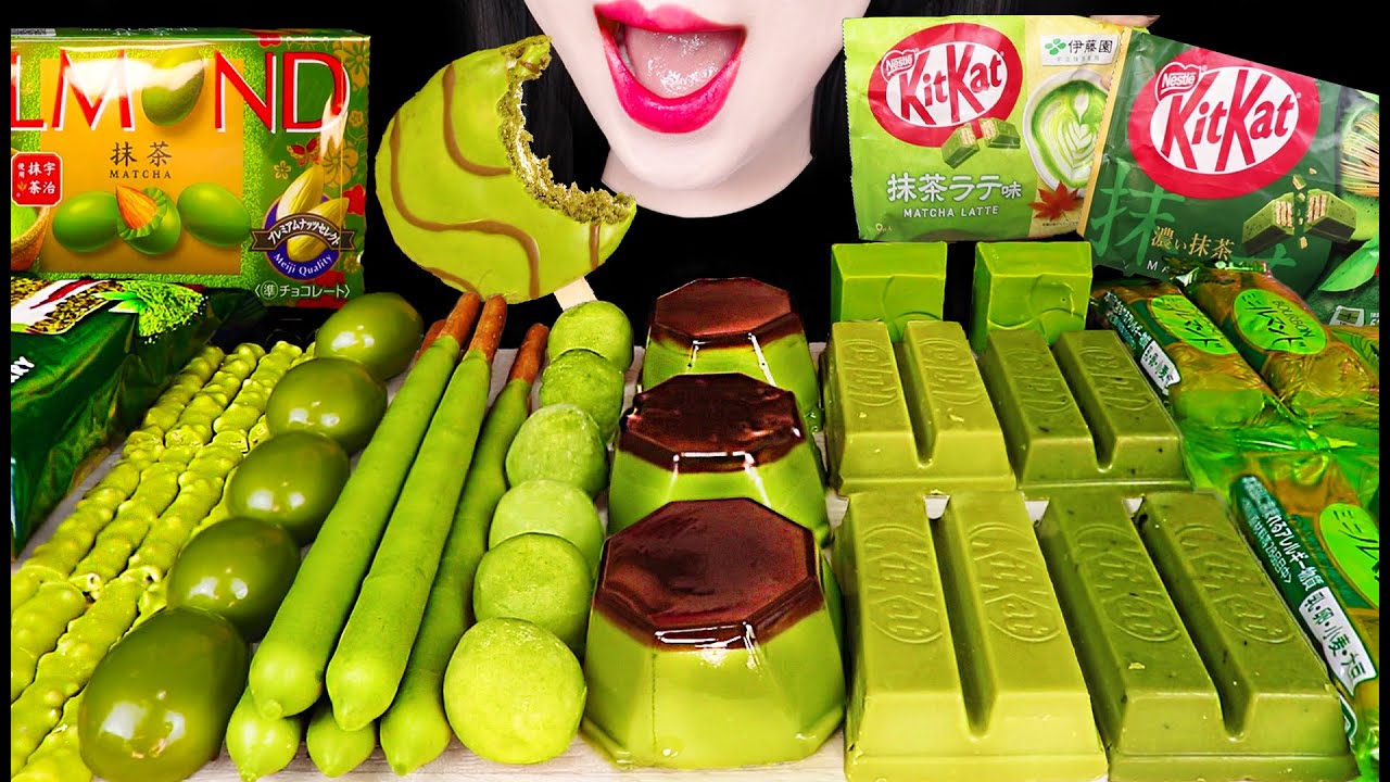 ASMR MATCHA CHOCOLATE DESSERT 말차 초콜릿 디저트 먹방 Mukbang, Eating