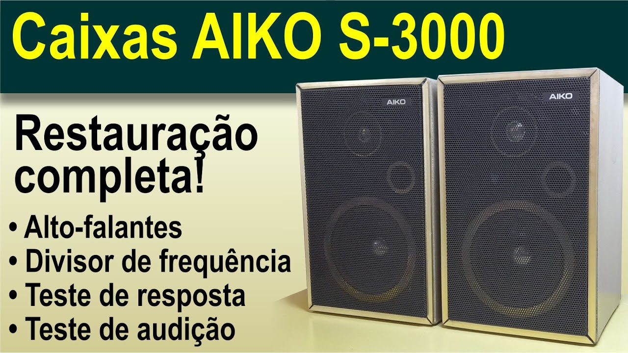 Caixas do Microsystem Aiko S-3000 - Restauração completa, resposta de frequência e teste com música