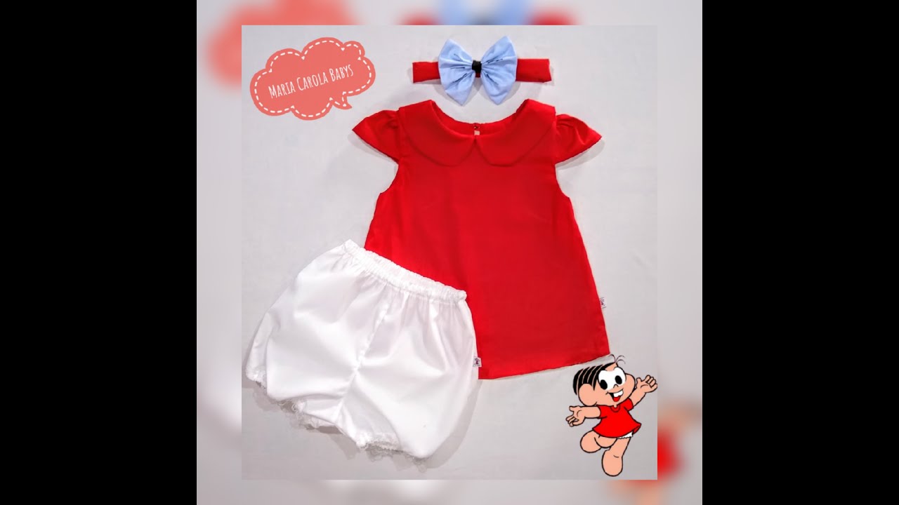 Conjunto Bata/short Monica e Magali, veste de 6 meses aos 10 anos - molde gratuito