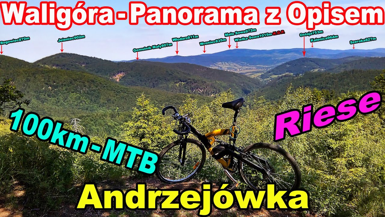 Góry Kamienne - Waligóra 936 m.n.p.m -Schronisko Andrzejówka - Panorama 360 z opisami gór ze zbocza