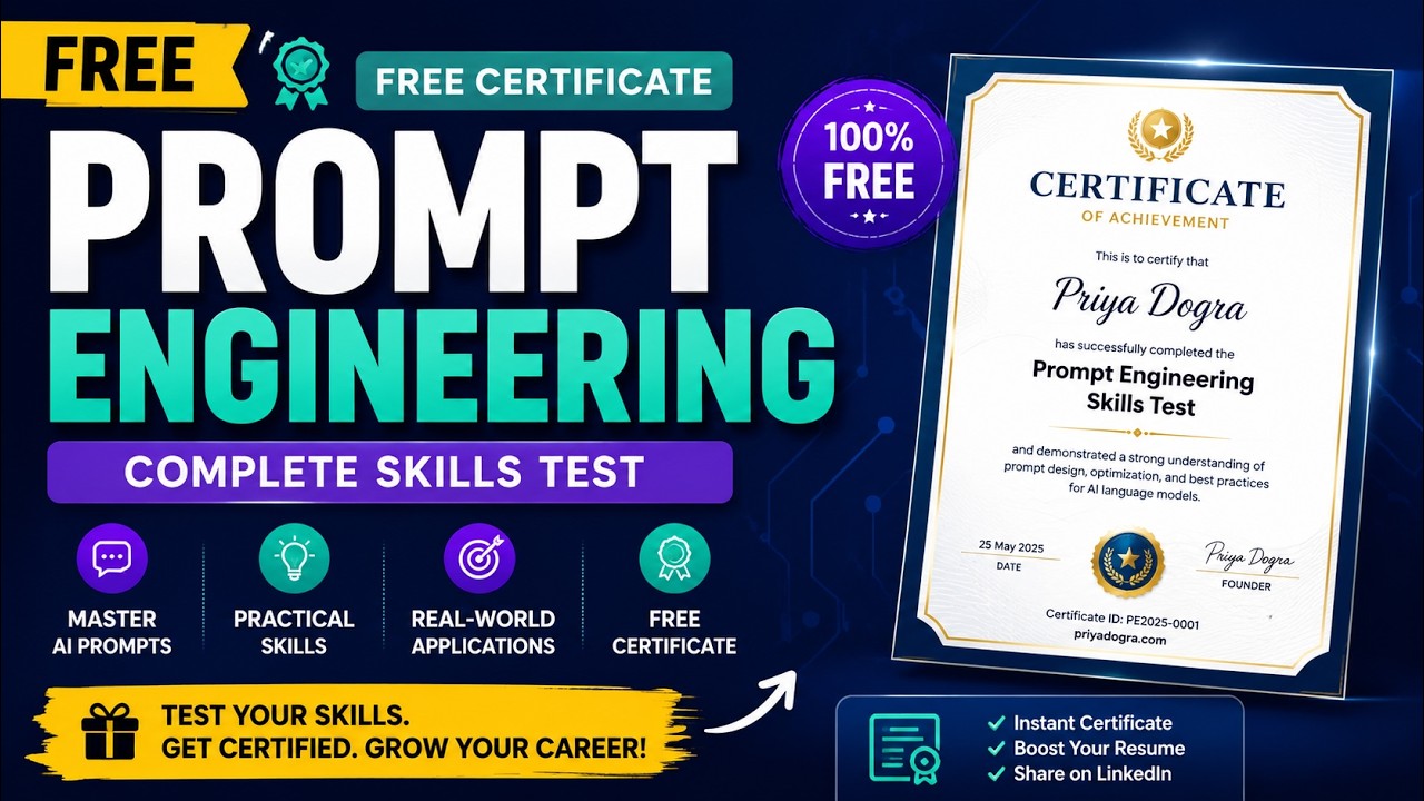 Prompt Engineering FREE Certificate Course & Quiz | Instant Certificate 2026