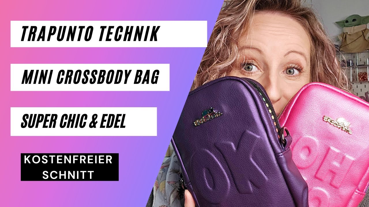 Mini Crossbody Bag , Smartphone Tasche nähen, kostenfreier Schnitt, Trapunto Technik mit Kunstleder