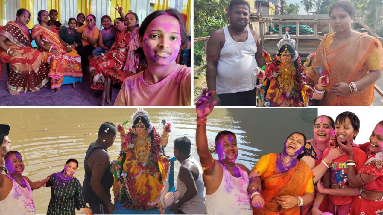 মাকে বিদায় দিয়ে দিলাম 😔 Vijaya Dashami🌼থেকে শুরু করে রং খেলা পরযন্ত share করলাম ।। part-1