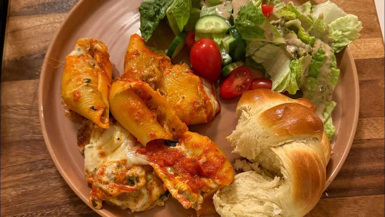 Stuffed Shells and Challah Bread