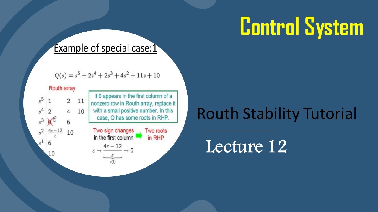 Lec 12 Routh Stability Tutorial