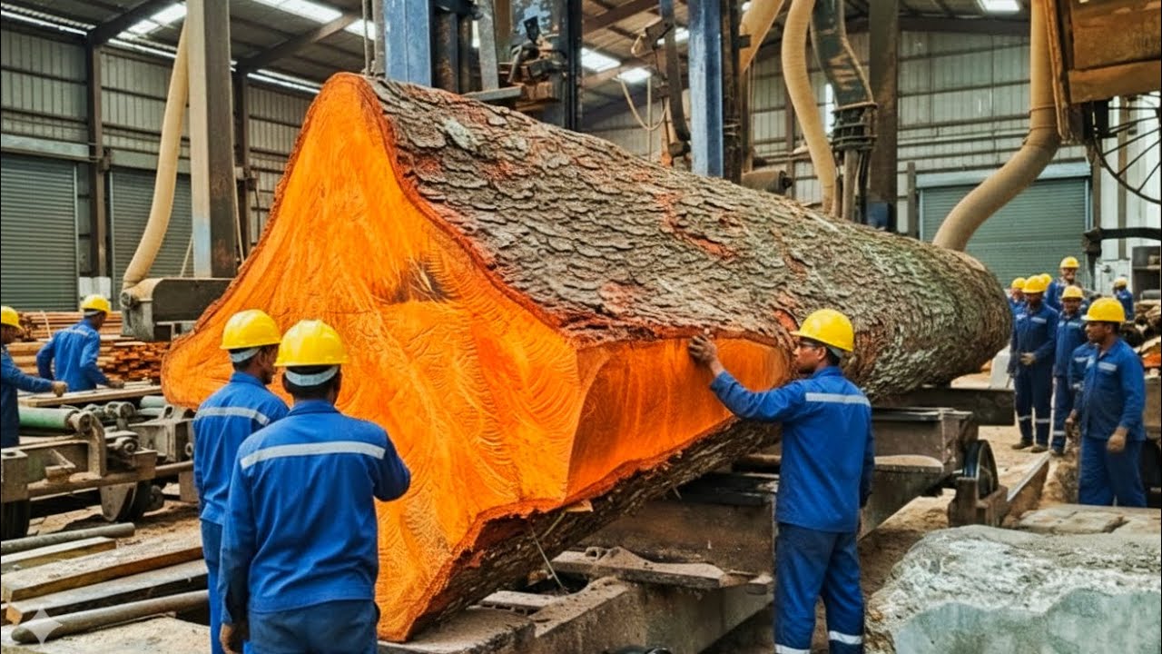 Inside the sawmill-the complete process of making beautiful large mahogany planks