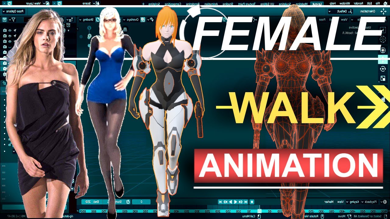 Blender 2.83 : Female Walking Cycle Animation (In 3 Minutes!!!)