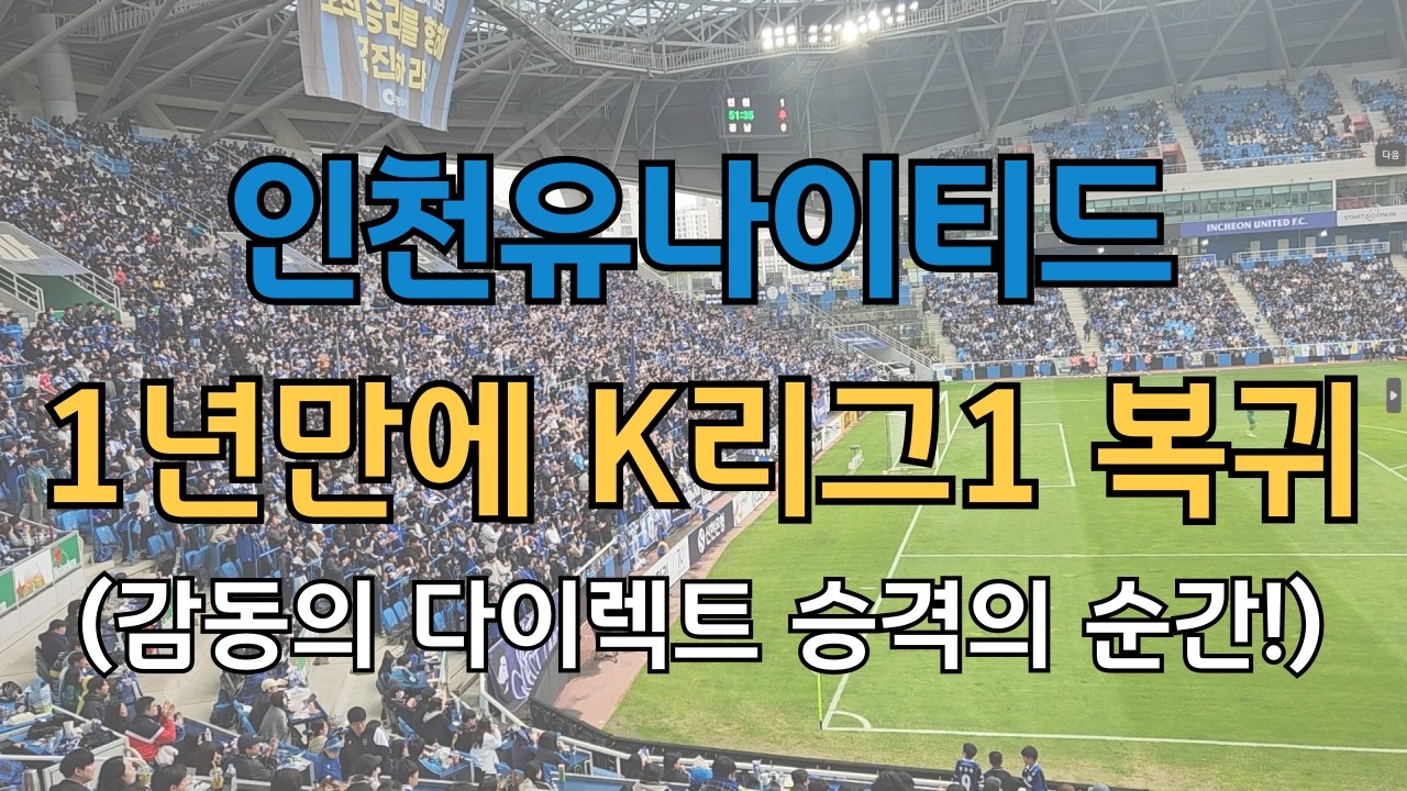 인천유나이티드 K리그2 우승 현장! 생존왕의 1년 만의 K리그1 복귀 드라마