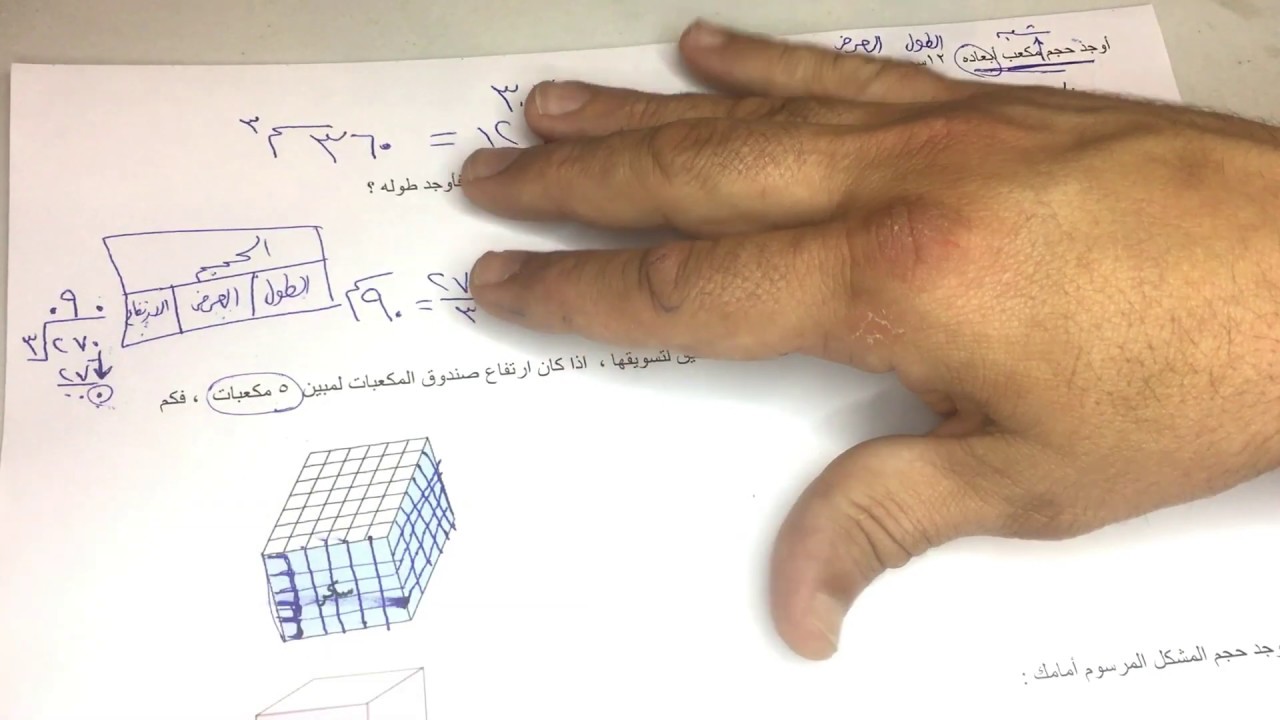 الصف السابع الفصل الأول : بند ( ٥ - ٤ ) الحجم - حساب الحجم