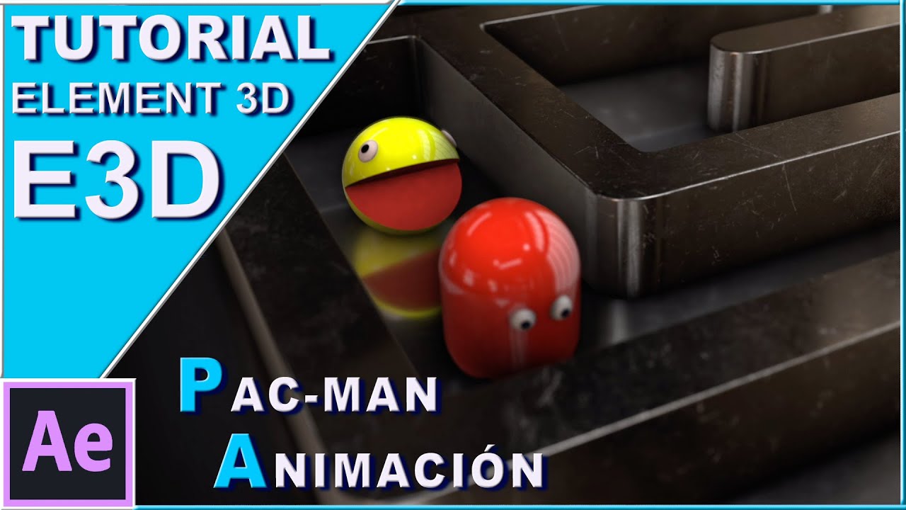 PAC-MAN TUTORIAL videojuego inicio de los 80 comecocos | ELEMENT 3D | AE