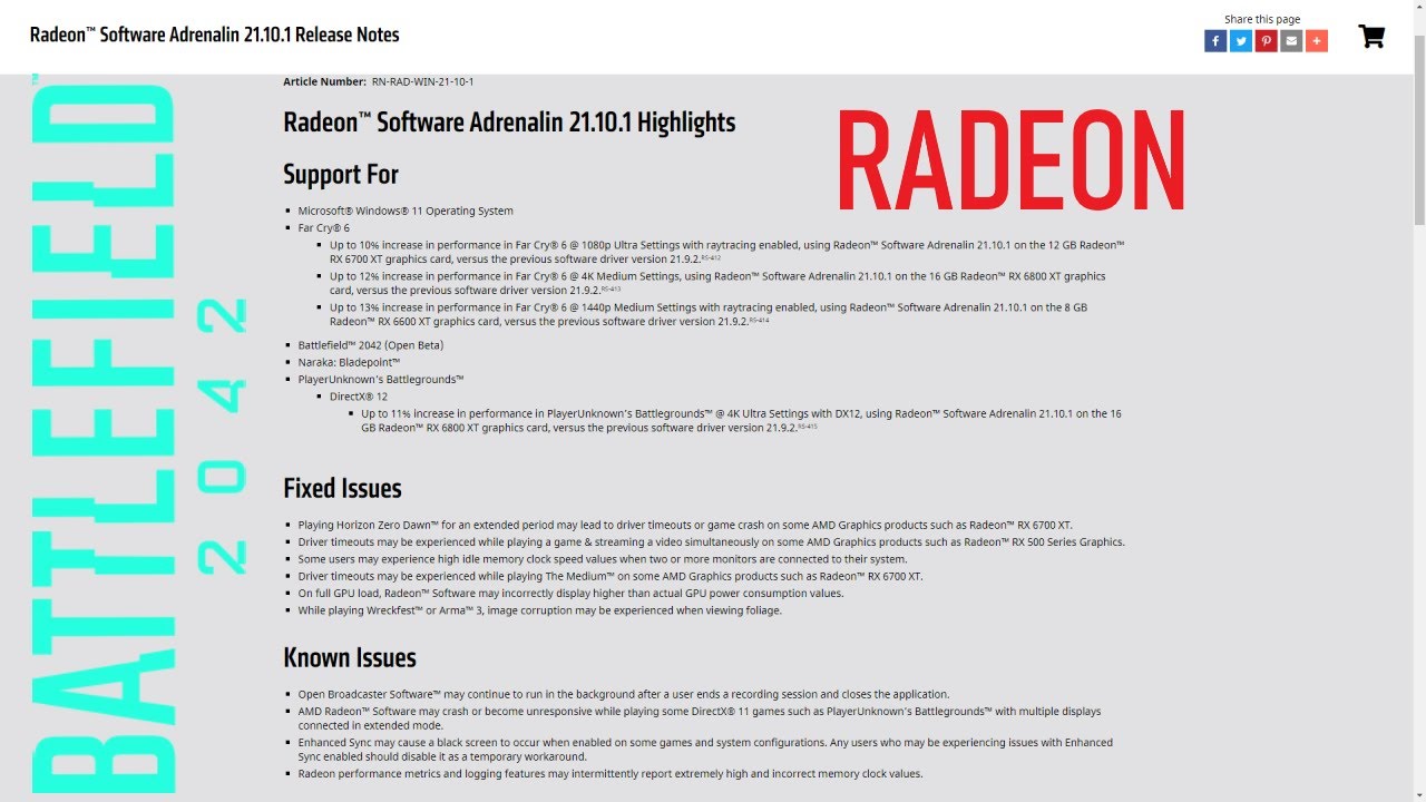 BATTLEFIELD 2042 Open Beta AMD RADEON ADRENALIN 21.10.1 Drivers Release Notes ⚡ BF2042 Beta Ouverte