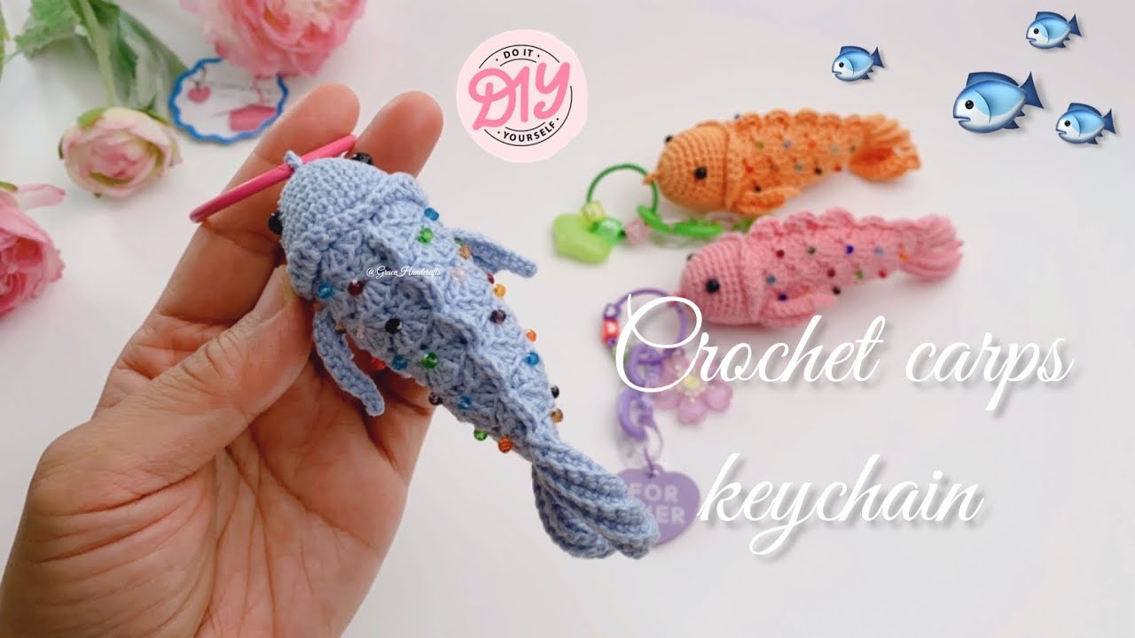 🎏Step-by-step Tutorial on How to crochet  a beautiful carp🐟( fish ) keychain. Beginner Friendly