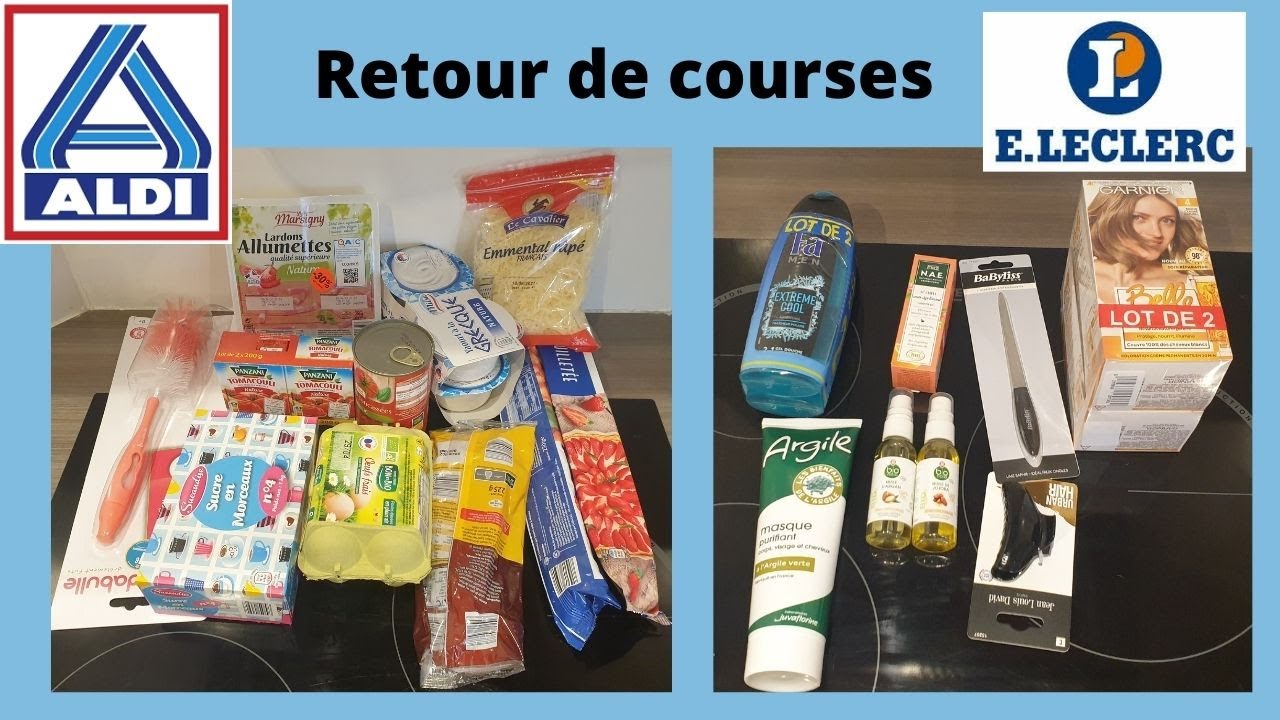 Retour de courses avec les prix - Aldi et Leclerc