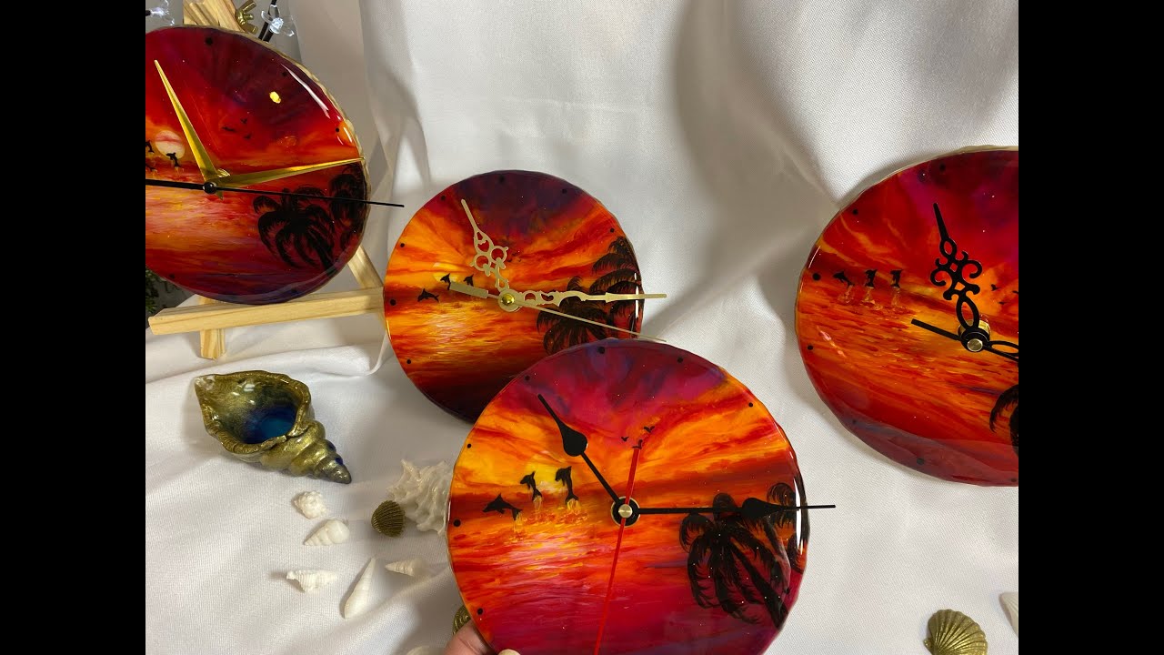 296 - How to Create Stunning Sunset Resin Clocks - Full Tutorial on my Process - Warm Yummy Colours