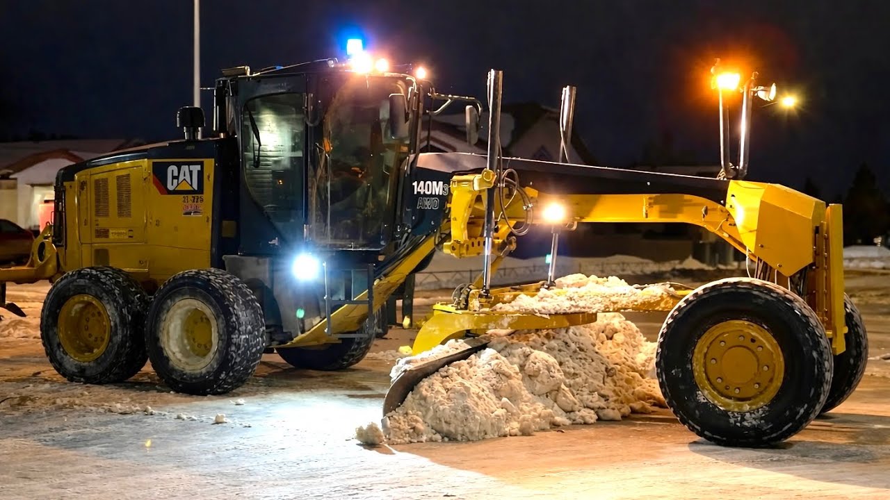 CAT Snow Removal Operation With 8 Graders + Snow Blower