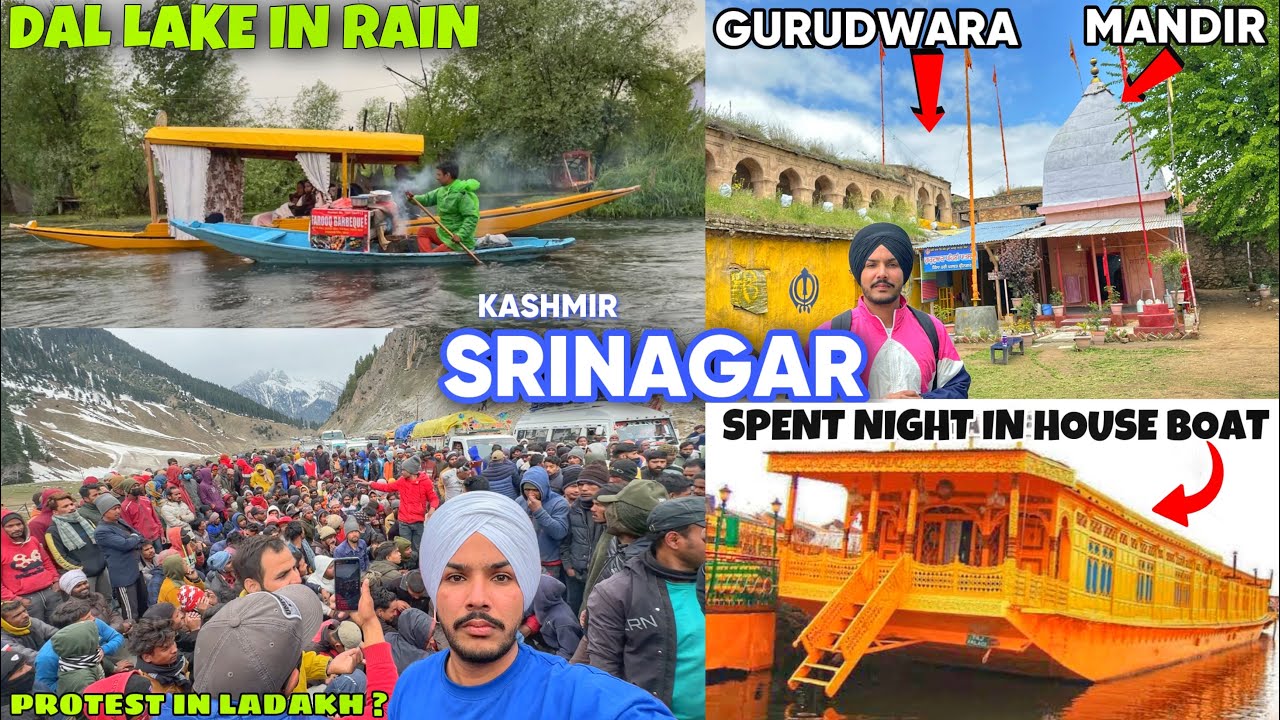 SRINAGAR Dal Lake 295 RIDE 😱 PROTEST IN LADAKH … Spent Night in House Boat