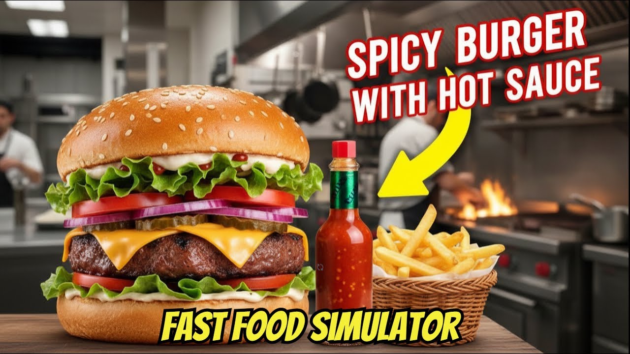 Fast food simulator !!  Making a SPICY Hamburger with Hot Sauce in a Fast Food Game?