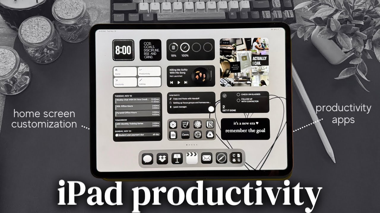 iPadOS 18: iPad Productivity Setup | Dark Aesthetic | New iPadOS 18 Features