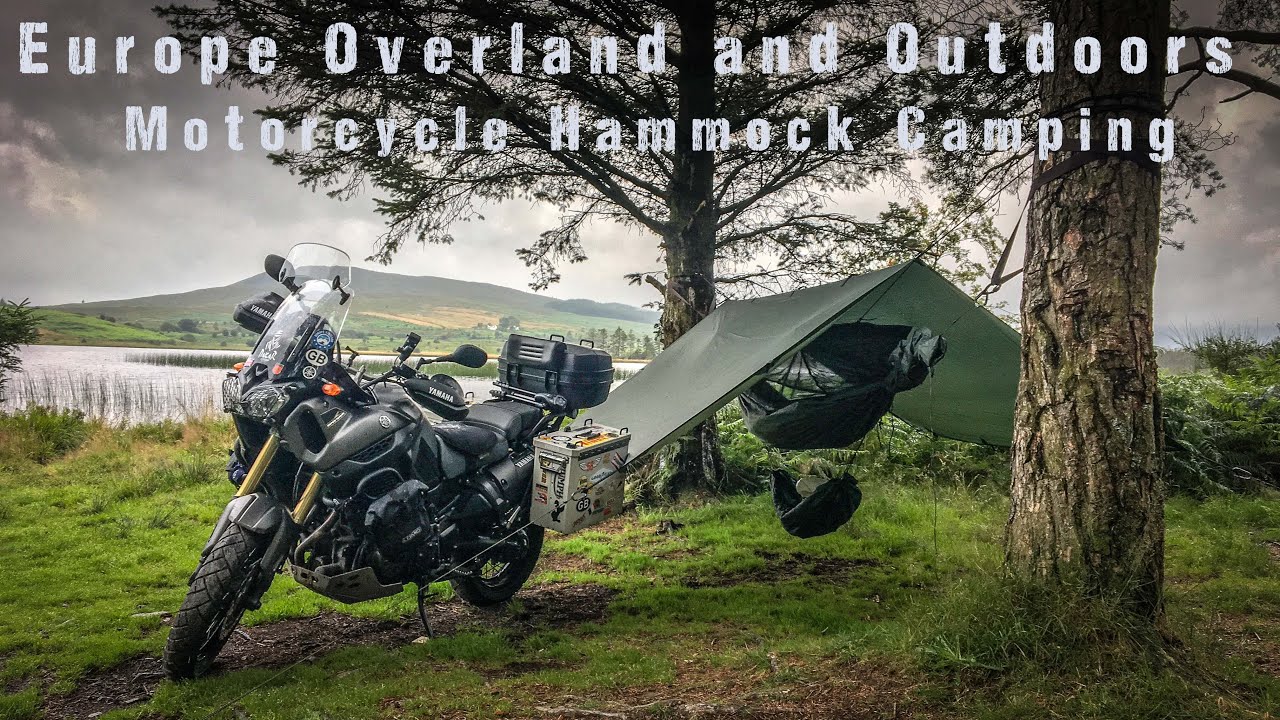 Motorcycle Hammock Wild Camping, Galloway Forest, Scotland, Firebox Stove Steak & Cold Beer