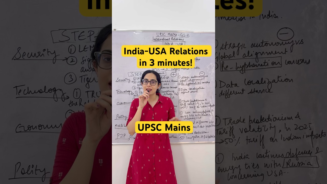 Complete India-USA Relations in 3 minutes for UPSC Mains! #upsc #mains #ir #polity