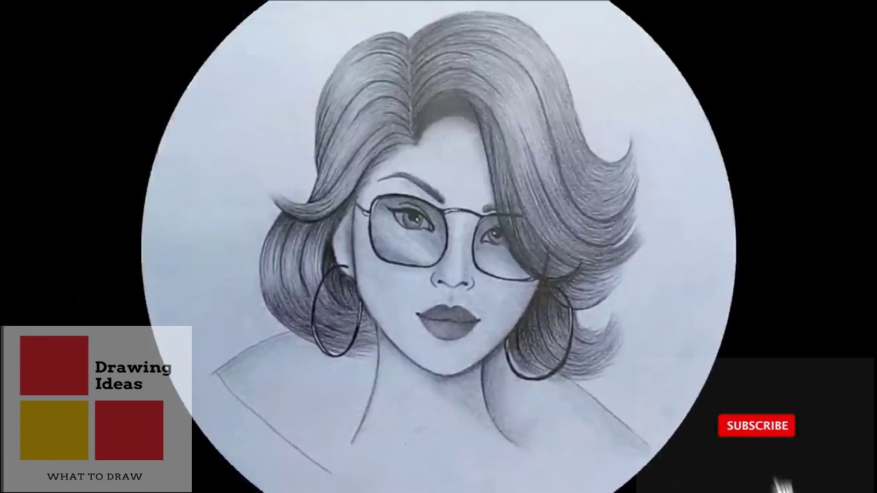 How to draw a Girl with Glasses for Beginners / Face Drawing with Pencil Sketch
