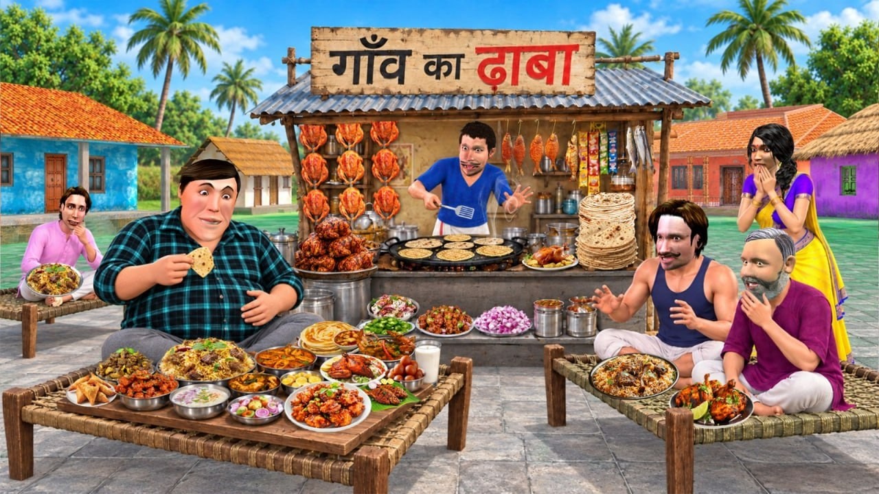 GAON KA DHABA MEi Sara Food Order Kiya Matan Biryani Street Food Hindi Kahaniya Moral Stories