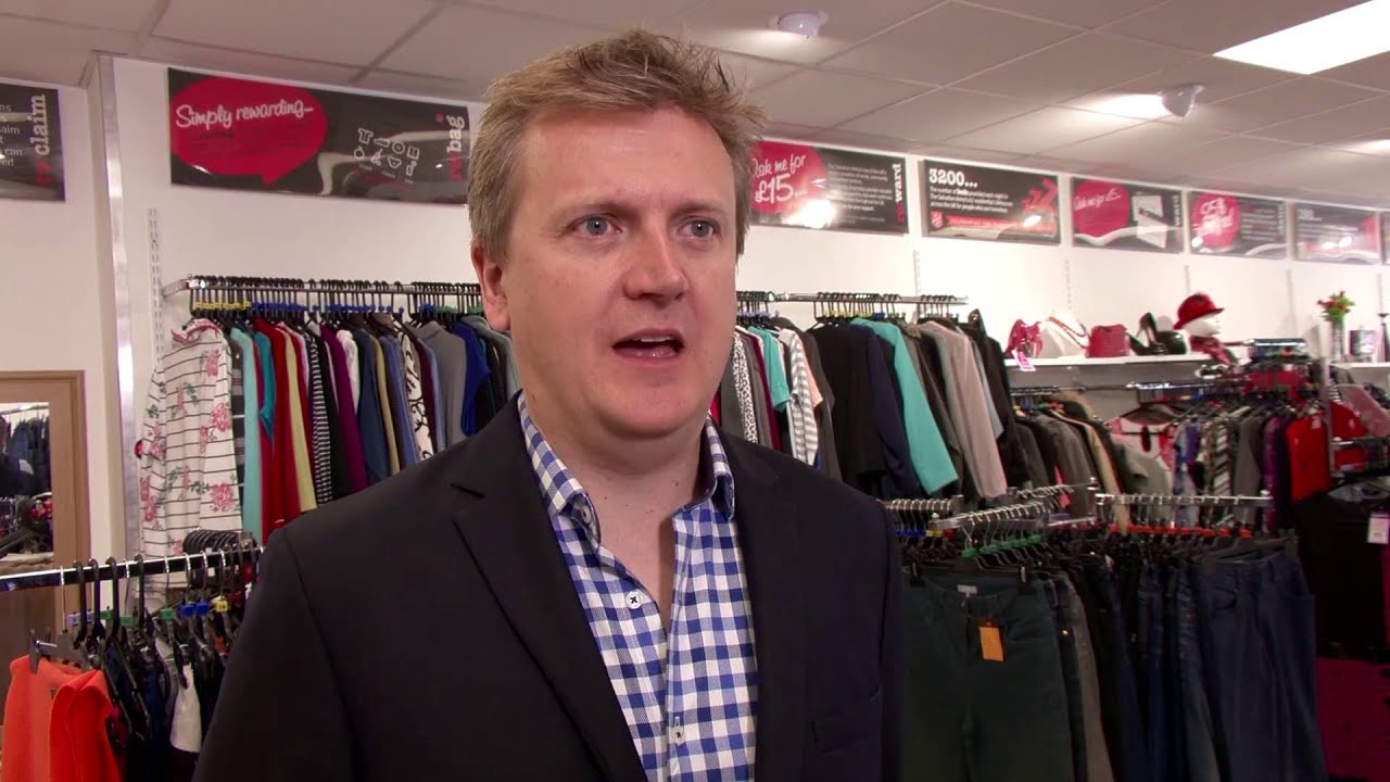 Aled Jones visits a Salvation Army charity shop for Volunteer Week