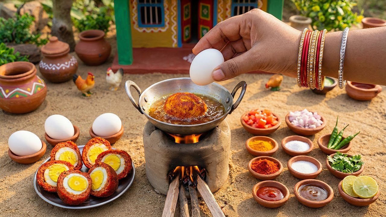 Miniature Indian Egg Pakora Recipe 😍🥚 Delicious Anda Pakora Recipe | Tiny Foodkey