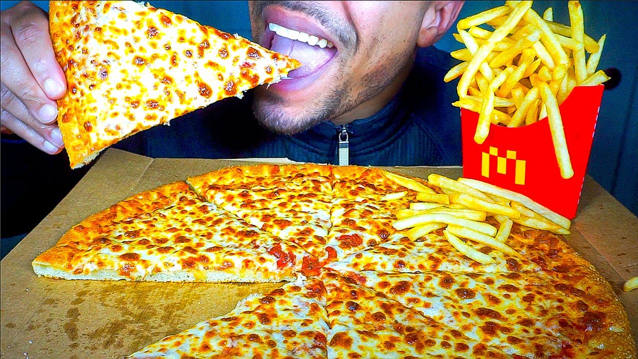 ASMR LITTLE CAESARS PIZZA MUKBANG | EATING MCDONALD'S FRIES | NO TALKING JERRY *BIG BITES*