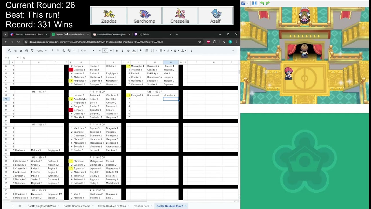 Pokemon Platinum Battle Castle Doubles (R26-R35)