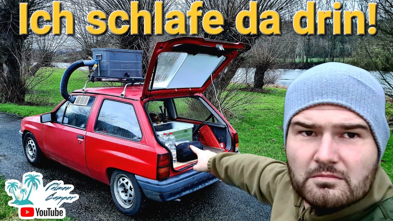 Mini-Camper - Opel Corsa A - Solo-Camping an der Weser auf einem verlassenen Platz!