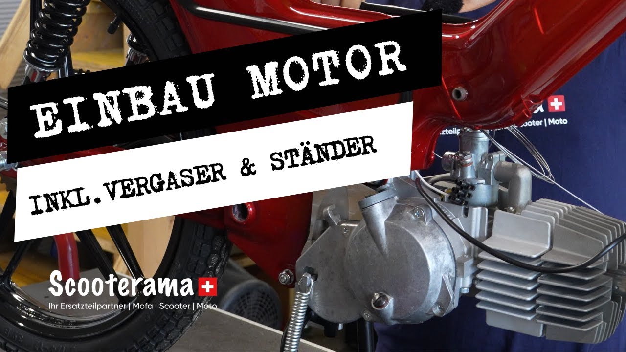 Puch E50 Motor Einbau inkl. Vergaser und Ständer Montage