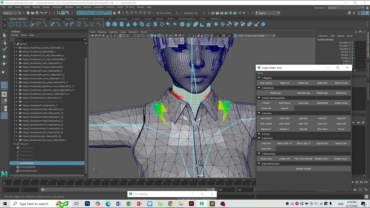 Basic Skinning: 14.2- Skin Neck - Part 02 Complete Neck