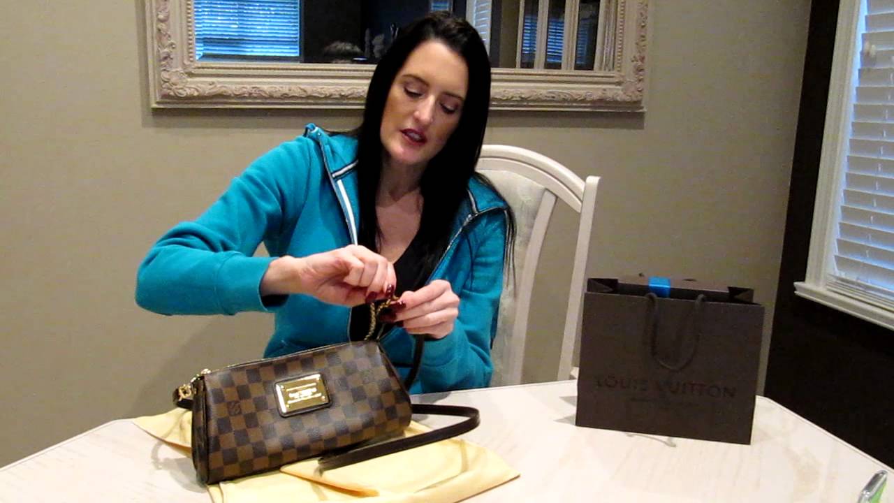 Louis Vuitton Damier Ebene Eva Clutch Handbag  ^,,^