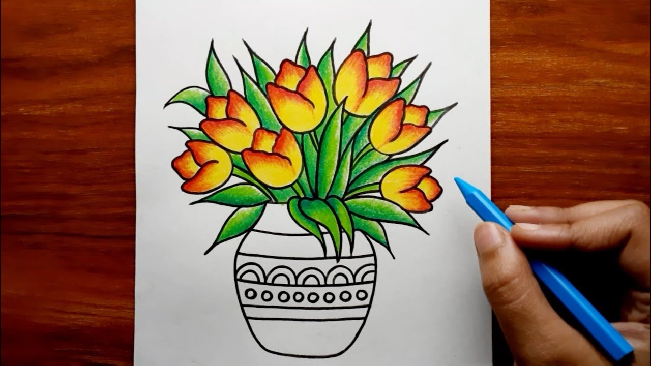 Flower Pot Drawing || Fuldani Drawing || How to Draw Flower Vase Step by Step || Creativity Studio.