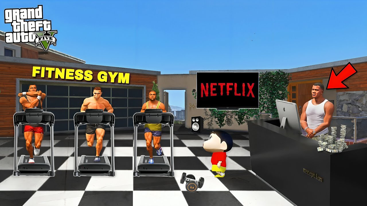 GTA V : Franklin & Shinchan Upgraded his New GYM into LUXURY GYM in GTA 5 ! in Telugu