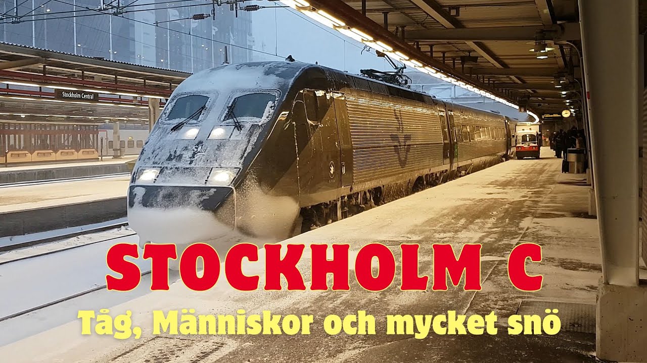 2024-01-17 STOCKHOLM C - Tåg, människor och mycket snö
