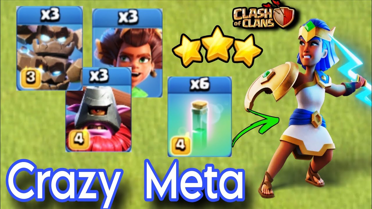 Meteor Golem With Thrower and Root Rider Combo is OP in Legend League | Clash Of Clans | Army 👇