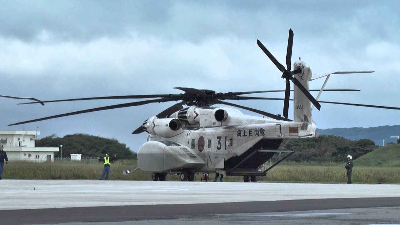 海上自衛隊　掃海ヘリ　MH-53E  エンジン始動