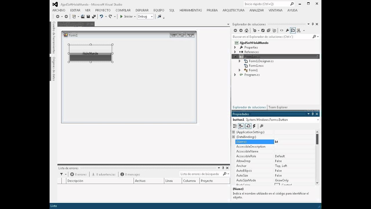 Desarrollar primera aplicación C# con Visual Studio  Net 2012