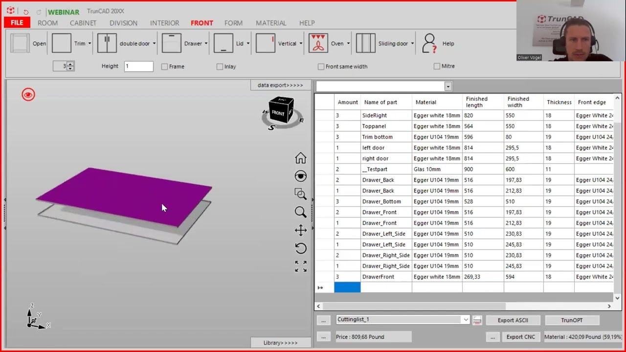 TrunCAD 20XX | Set up your cuttinglist