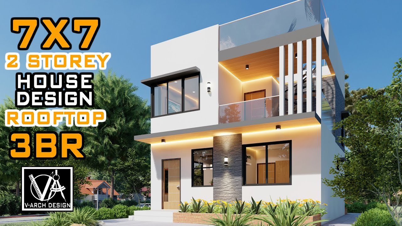 2 STOREY HOUSE DESIGN WITH ROOFTOP 7X7 (50SQM)