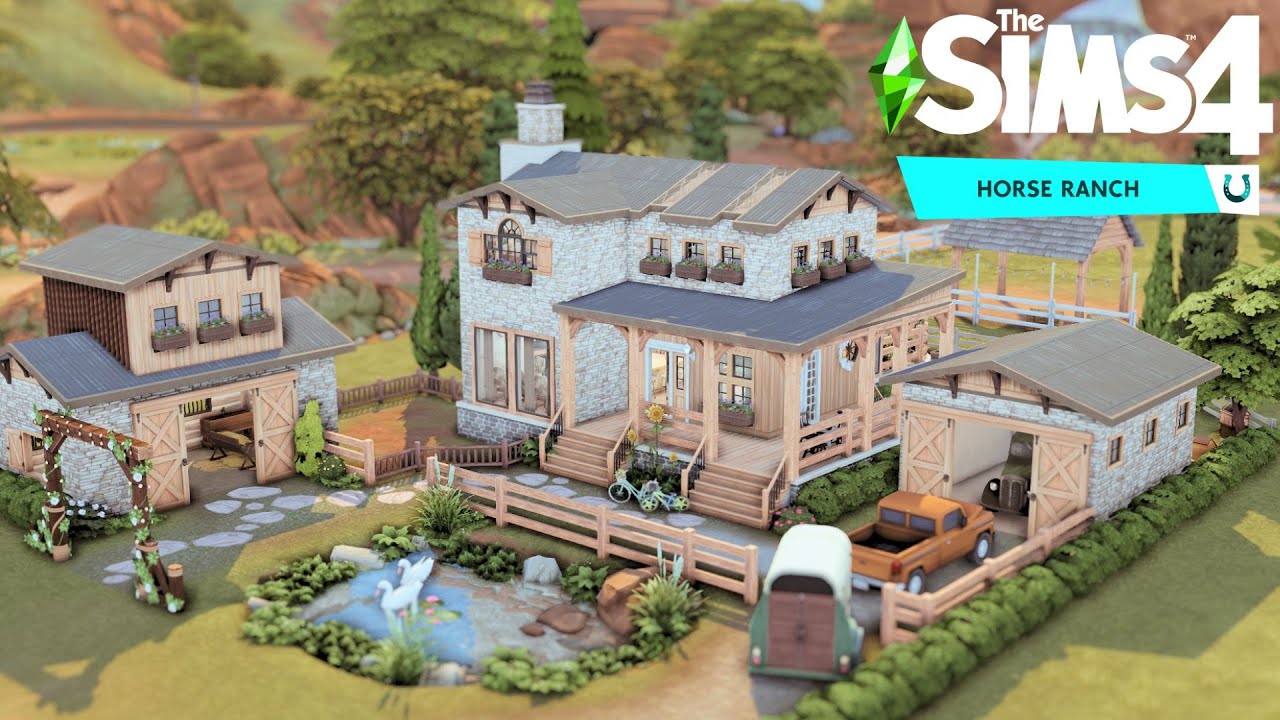 MODERN FARMHOUSE 🐴 | The Sims 4 HORSE RANCH Speed Build | no CC
