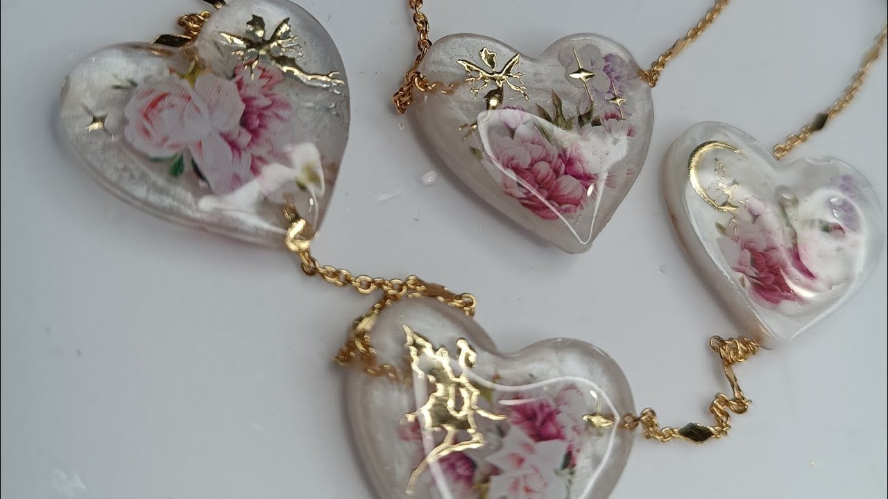 tutorial #resinauv - collana con cuori inglobati su catenina
