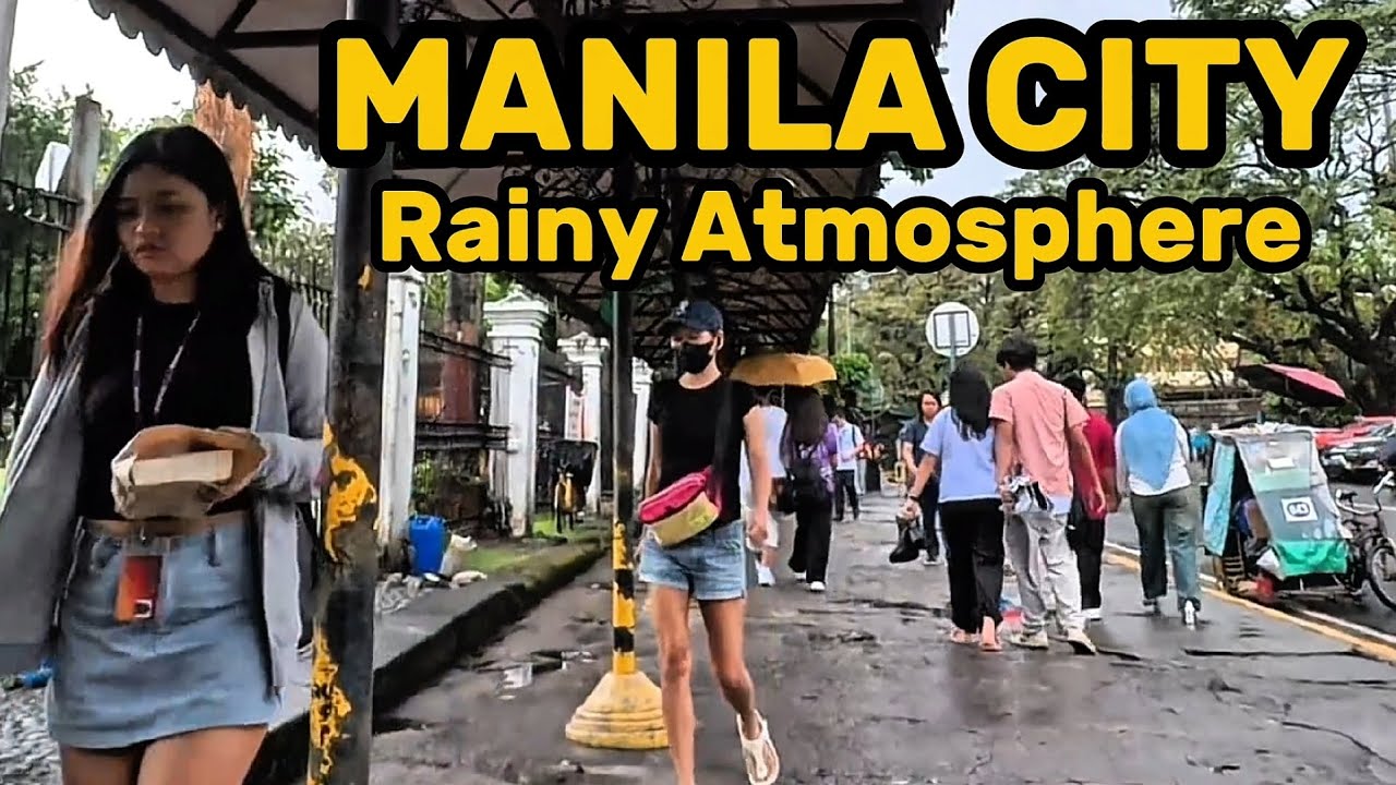 Manila City Rainy Afternoon  Atmosphere Walk Tour Real Philippines