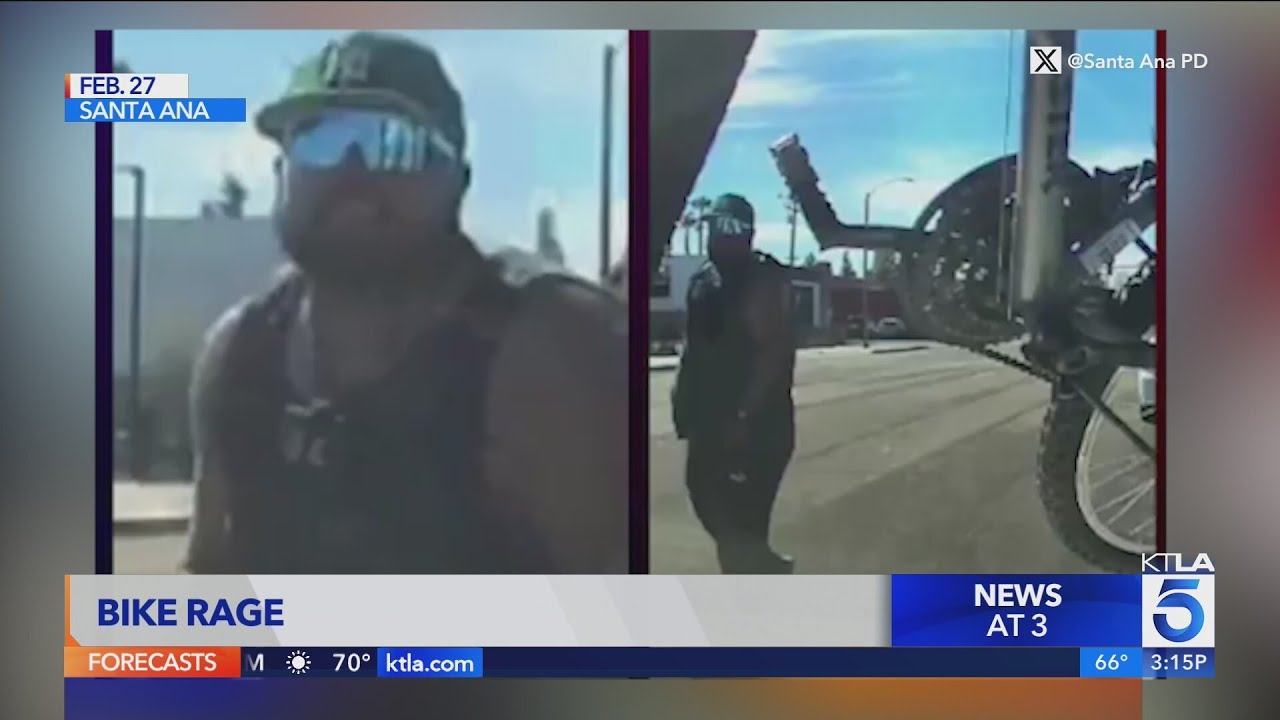 Santa Ana police search for suspect who threw bike at car